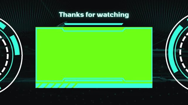 Futuristic Tech Thanks For Watching End Screen With Green Screen Box And HUD Interface