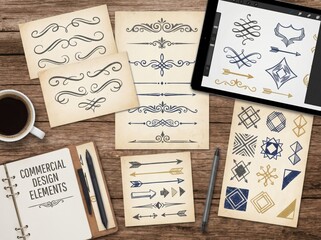 Naklejka premium Vintage decorative border and arrow design elements