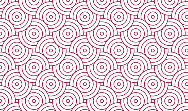 Seamless Minimalist Concentric Circles Geometric Pattern in Pink and White 