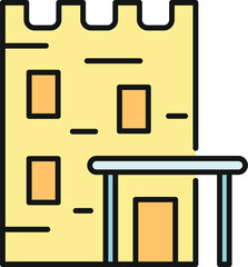 Obraz premium Simple castle tower vector illustration with crenellated walls and an entrance