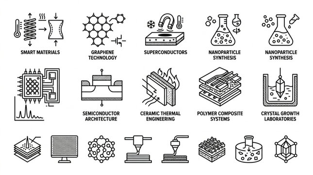 Various Science and Technology Icons.