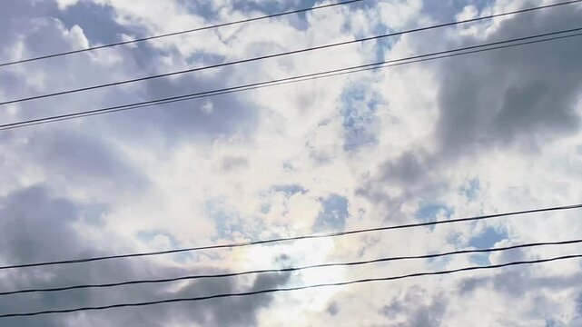 【自然】電線と空の風景 - Power Lines and Sky Landscape