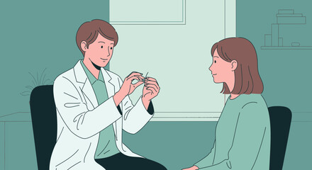 Fototapeta premium Doctor examining patient's eyes with medical tool. Healthcare concept.