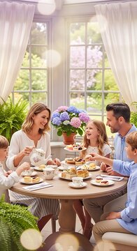 Family enjoying a festive meal together indoors.