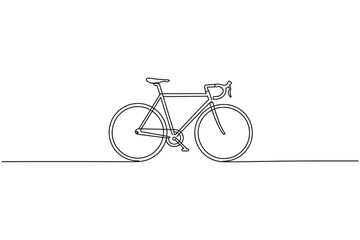 Fototapeta premium Single line art of a classic bicycle, continuous one line drawing of cycling a healthy lifestyle, Continuous one line drawing of bike or bicycle vector minimalism design