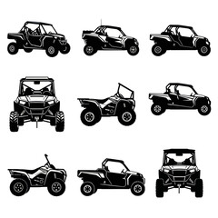 Set of ATV and UTV Silhouettes, Off-Road Vehicle Icons © roziah