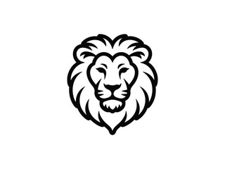 Obraz premium Bold lion head frontal view monochrome graphic illustration with strength