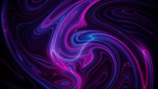 Luminous pink and blue neon energy trails swirl through a dark liquid void in a seamless 3D animation loop for futuristic title sequences