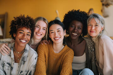Fototapeta premium Women Embracing Diversity and Friendship in a Joyful Community