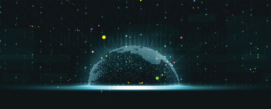 Digital cyberspace background representing big data, cloud computing, and AI