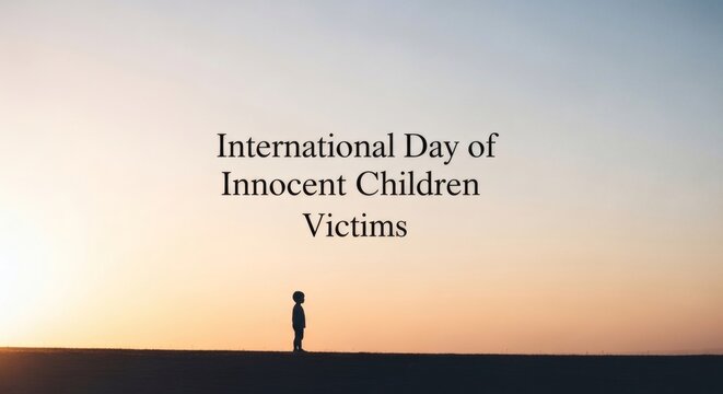 International Day of Innocent Children Victims Silhouette at Sunset.