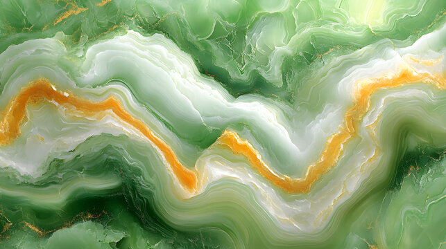 Luxury green jade marble texture background stone with golden shimmering veins