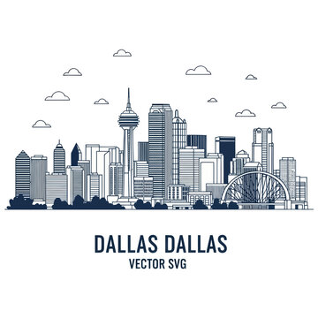 Dallas Skyline Vector Illustration - Modern Cityscape Line Art
