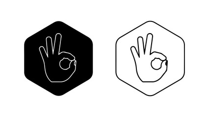 Obraz premium Minimalist OK Hand Gesture Icon Set