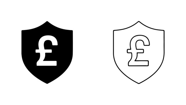 British Pound Sterling Currency Shield Icon Set
