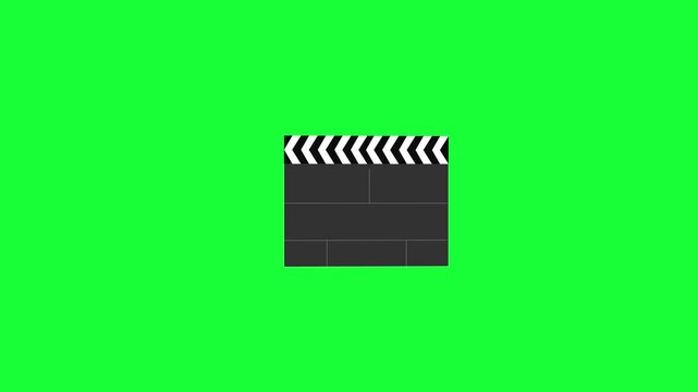 Movie clapper board animation with green screen background, 4k video resolution motion graphics.