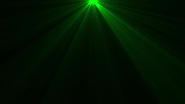 Bright green optical flare with volumetric light rays animation
