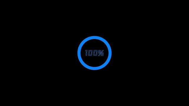 Animated circular loading progress bar from 0 to 100 percent