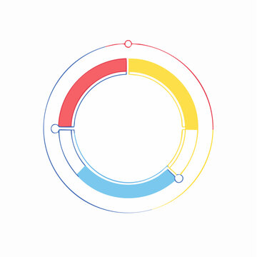 Circular progress bar with three colored segments
