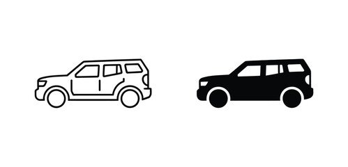 Fototapeta premium Side view crossover suv vehicle icons with automobile transportation crossover