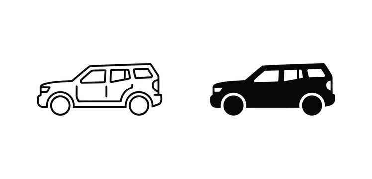 Side view crossover suv vehicle icons with automobile transportation crossover