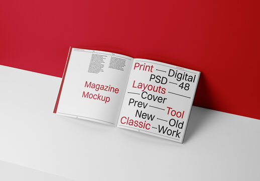 Softcover Magazine Based on Wall Mockup