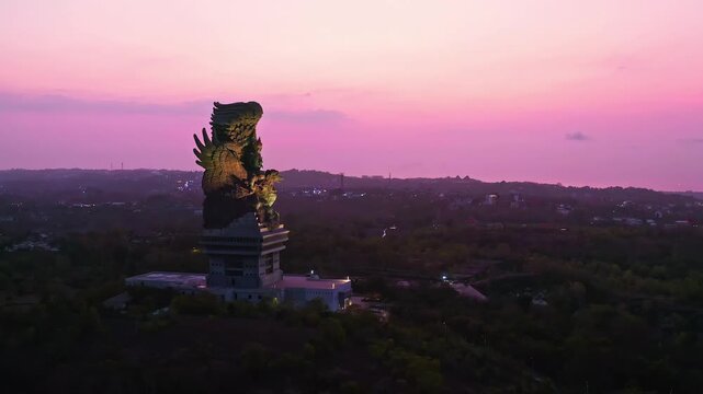 ali famous Landmark and popular travel destination Hindu God Garuda Wisnu Kencana 122-meter tall statue GWK Bali, Indonesia 4K