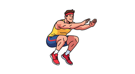 Obraz premium Man in Yellow Tank Top Exercising.