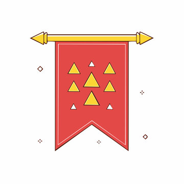 Red Banner with Yellow Triangles