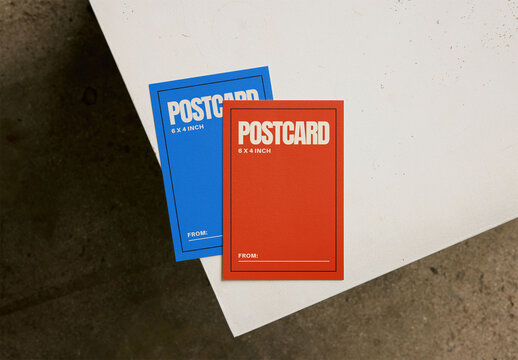 Mockup Of Two Customizable Post Cards