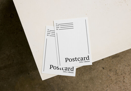 Mockup Of Two Customized Post-Cards