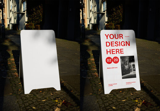 Mockup Of Vertical Customized A-Frame Poster