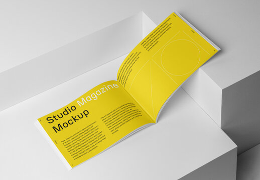 Open Single Landscape Magazine Mockup