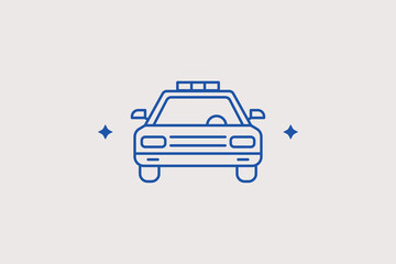 Police patrol car line icon for emergency security services. Protective vector illustration for city law enforcement, safety alerts, or cop apps. © HenryFord