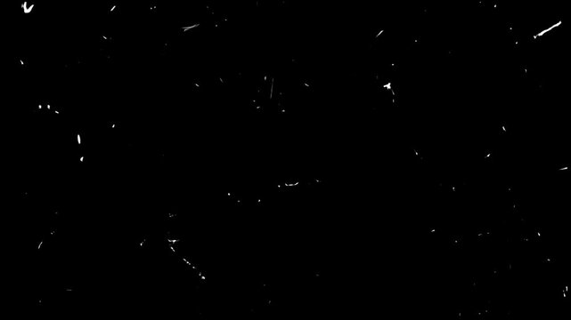 Old film dust and scratches overlay effect on black background for retro vintage texture in video editing projects