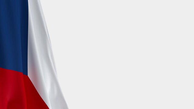 Czech Republic Flag on Left Side, Waving National Symbol with Copy Space