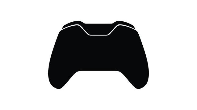 Black video game controller silhouette isolated on a plain surface for modern digital entertainment media use