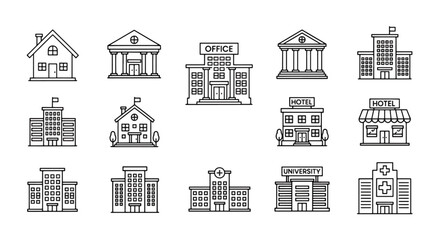 Fototapeta premium Diverse collection of architectural building line drawings.