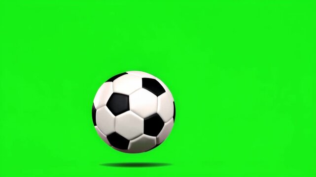 Bouncing Soccer Ball on Green Screen Background with Realistic Motion and Dynamic Sports Animation, Chroma Key Football Bounce Effect for Video Editing, Broadcast Graphics and Sports Content
