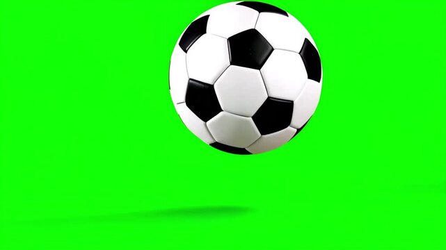 Bouncing Soccer Ball on Green Screen Background with Realistic Motion and Dynamic Sports Animation, Chroma Key Football Bounce Effect for Video Editing, Broadcast Graphics and Sports Content