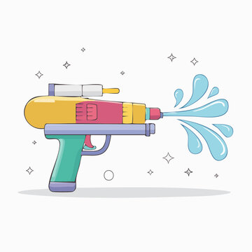 Colorful Water Gun Shooting Water Splashes