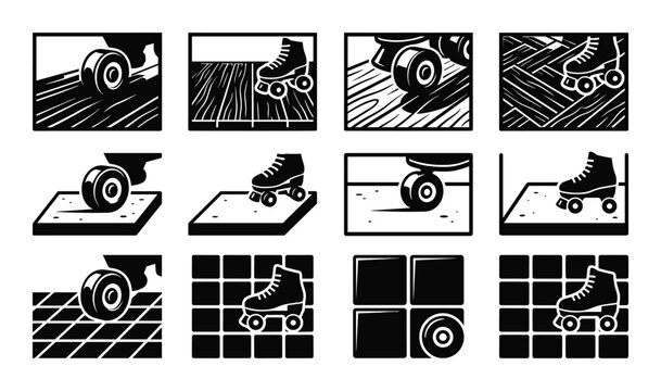Roller skate surface performance icons for diverse floors