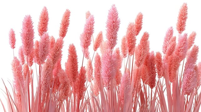 3d pink ornamental imperata cylindrica rubra grass clusters on white background background Stock Illustration
