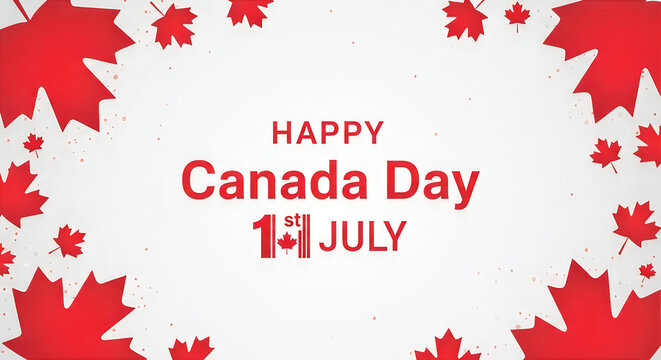 Happy Canada Day Celebration Background with Maple Leaves