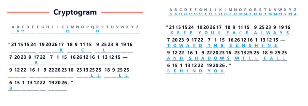 Cryptogram puzzle with symbols and numbers on a white background  