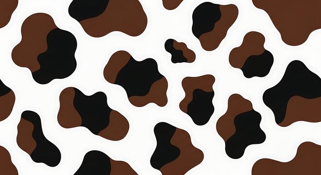 Abstract cow pattern illustration brown black and white spots design