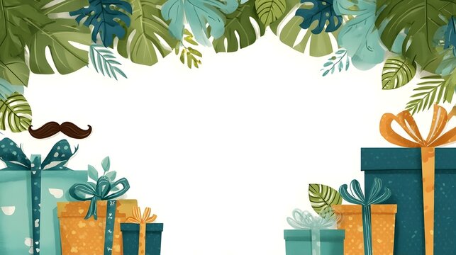Father's Day Decoration Frame and Gift Motif Vector Illustration Set Stock Vector