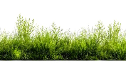Fototapeta premium green grass isolated on white/High Resolution Green Grass Border Isolated on White Background for Architectural Rendering Stock Illustration