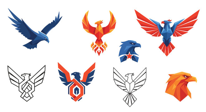Colorful vector illustration of various birds in flight.
