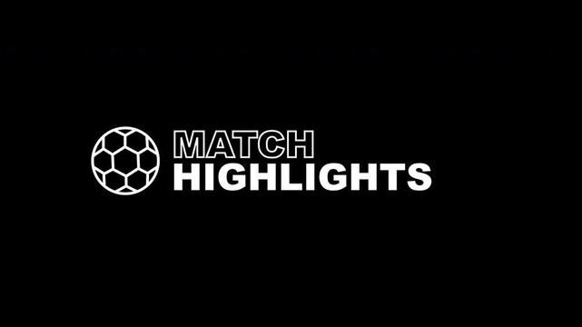 Animated Soccer Match Highlights Overlay with Rolling Ball. Seamless Loop with Alpha Channel.